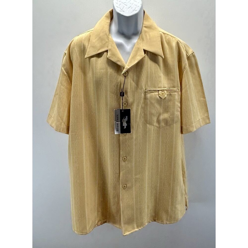 BLUE JAZZ Italy Men Short Sleeve ButterColor Button Front Camp Shirt XL NEW TAG